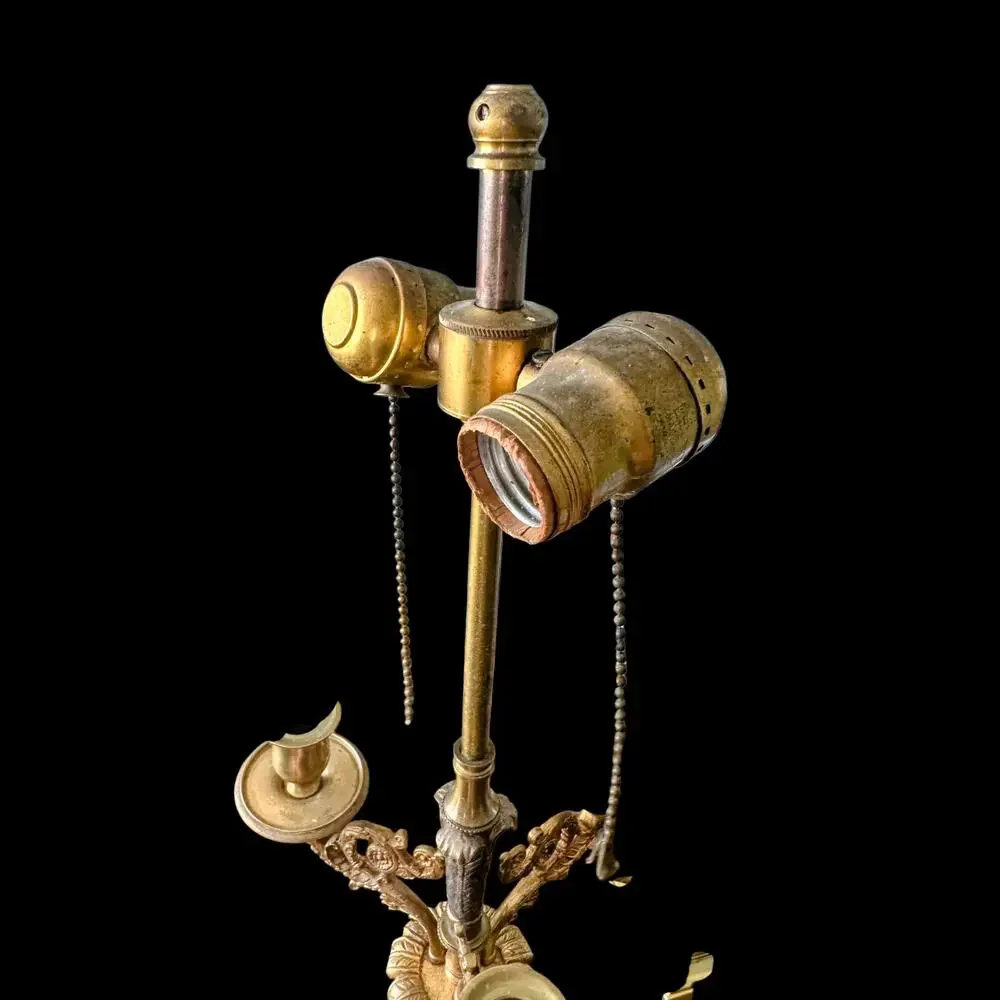 Vintage Heavy Brass Candelabra Table Lamp 3 Arm USA Stiffel Style
